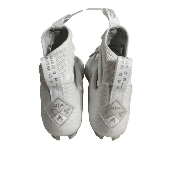 Under Armour Spotlight Mens White Silver Football Cleats Mid Top Size 12